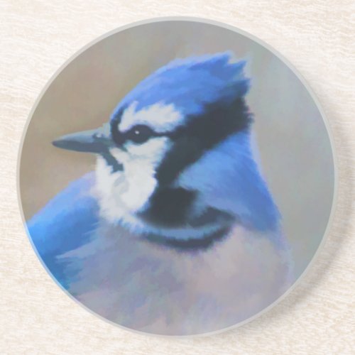 Blue Jay Painting _ Original Bird Art Coaster