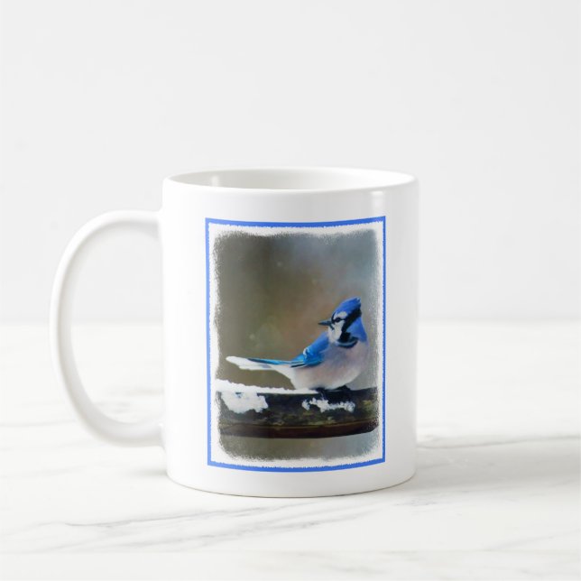 Blue Jay Painting - Original Bird Art Coffee Mug (Left)