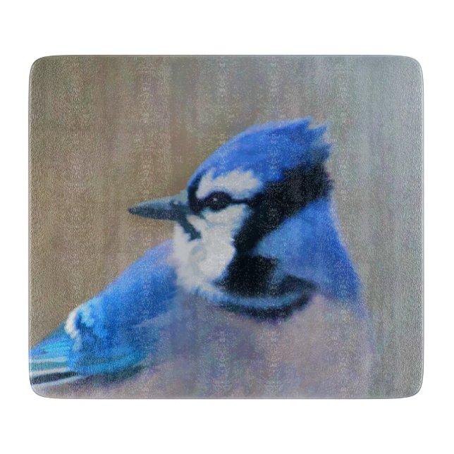 Blue Jay Painting - Original Bird Art Cutting Board (Front)