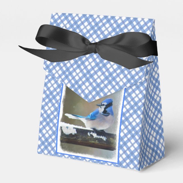 Blue Jay Painting - Original Bird Art Favor Boxes (Front Side)