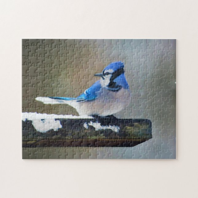 Blue Jay Painting - Original Bird Art Jigsaw Puzzle (Horizontal)