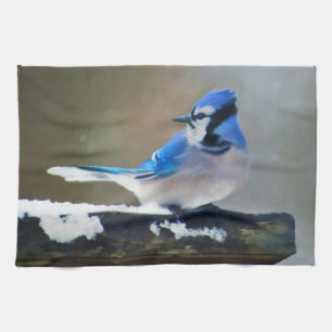 Blue Jay Painting - Original Bird Art Kitchen Towel