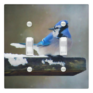 Blue Jay Painting - Original Bird Art Light Switch Cover