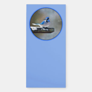 Blue Jay Painting - Original Bird Art Magnetic Notepad