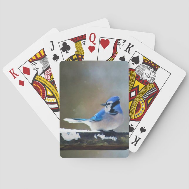 Blue Jay Painting - Original Bird Art Poker Cards (Back)