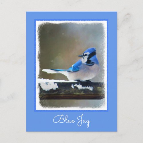 Blue Jay Painting _ Original Bird Art Postcard