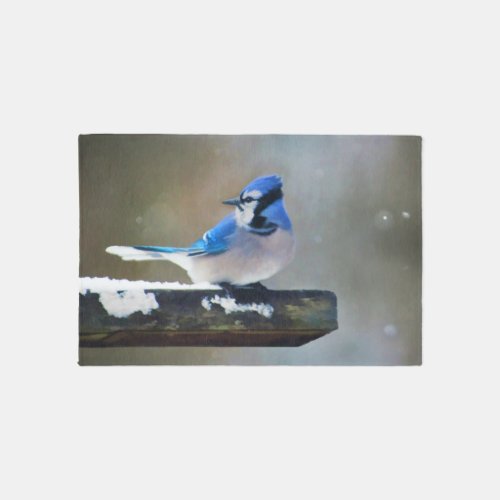 Blue Jay Painting _ Original Bird Art Rug