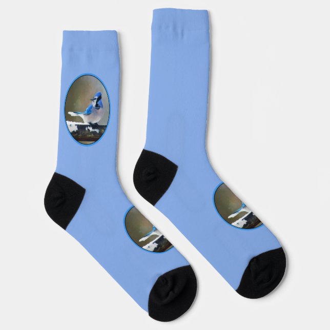 Blue Jay Painting - Original Bird Art Socks (Right)