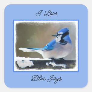 Blue Jay Painting - Original Bird Art Square Sticker