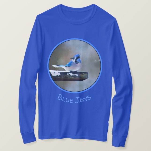 Blue Jay Painting - Original Bird Art T-Shirt (Design Front)