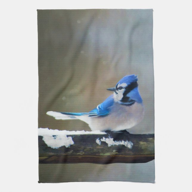 Blue Jay Painting - Original Bird Art Towel (Vertical)