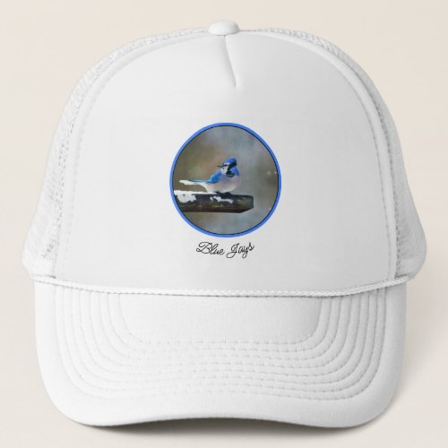 Blue Jay Painting _ Original Bird Art Trucker Hat