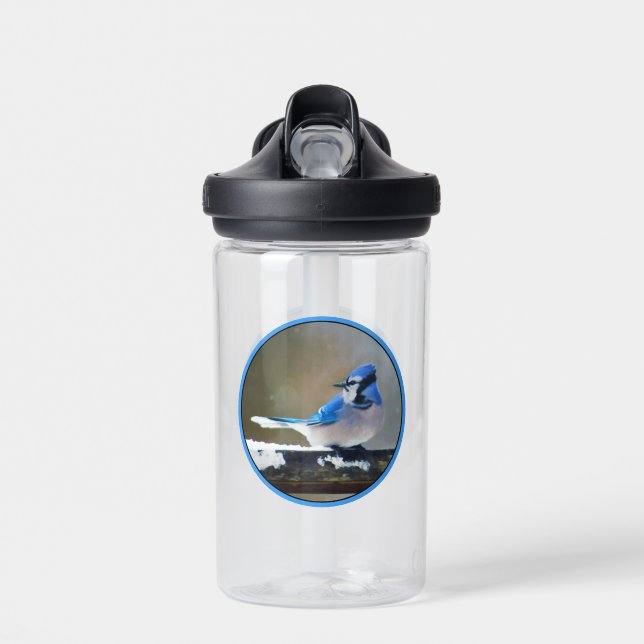 Blue Jay Painting - Original Bird Art Water Bottle (Front)