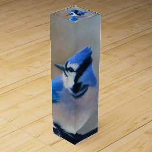 Blue Jay Painting - Original Bird Art Wine Box