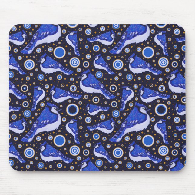 Blue Jay Pattern Mouse Pad (Front)