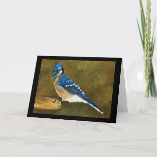 Blue Jay perched on Feeder Blank Greeting Card