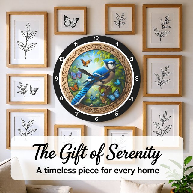 Blue Jay Pine Forest Heritage Large Clock (Creator Uploaded)