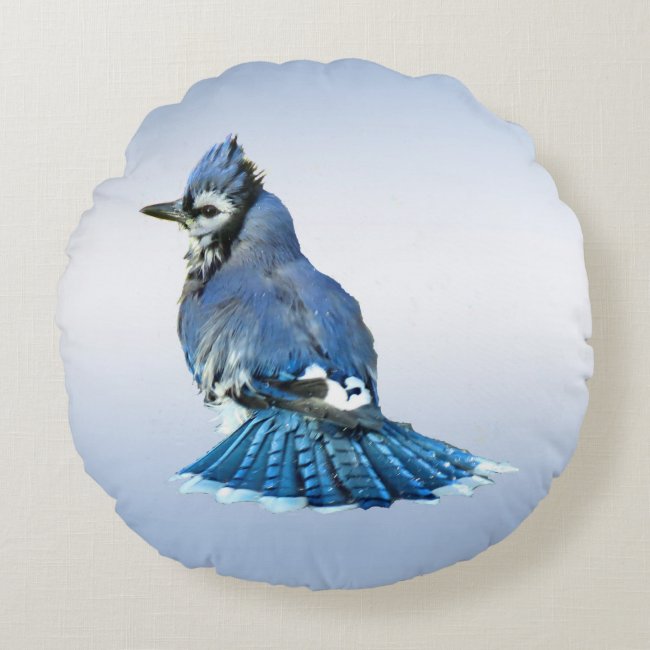 Blue Jay Round Pillow
