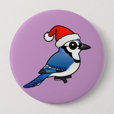 Blue Jay Santa Button
