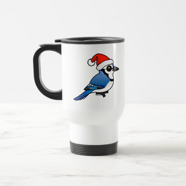 Blue Jay Santa Travel Mug (Left)