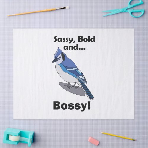 Blue Jay Sassy Bold Bossy Bird Birthday Party Tissue Paper