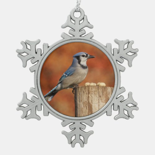 Blue Jay Snowflake Pewter Christmas Ornament