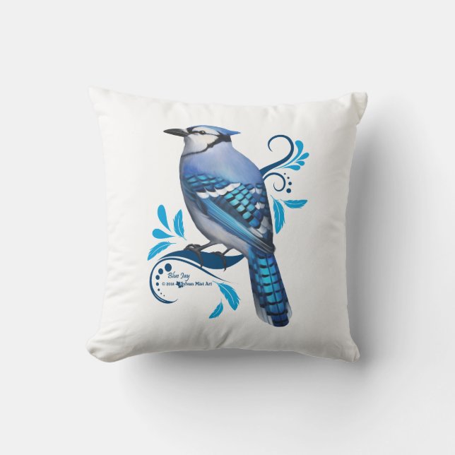 Blue Jay Throw Pillow (Front)