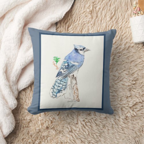 Blue Jay Throw Pillow