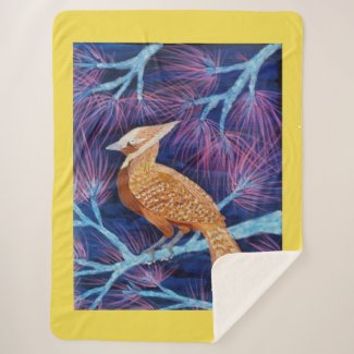 Blue Jay Turned Thrush - Watercolour - Large Sherpa Blanket