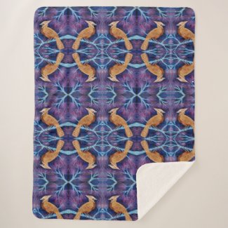 Blue Jay Turned Thrush - Watercolour -  Mirrored Sherpa Blanket