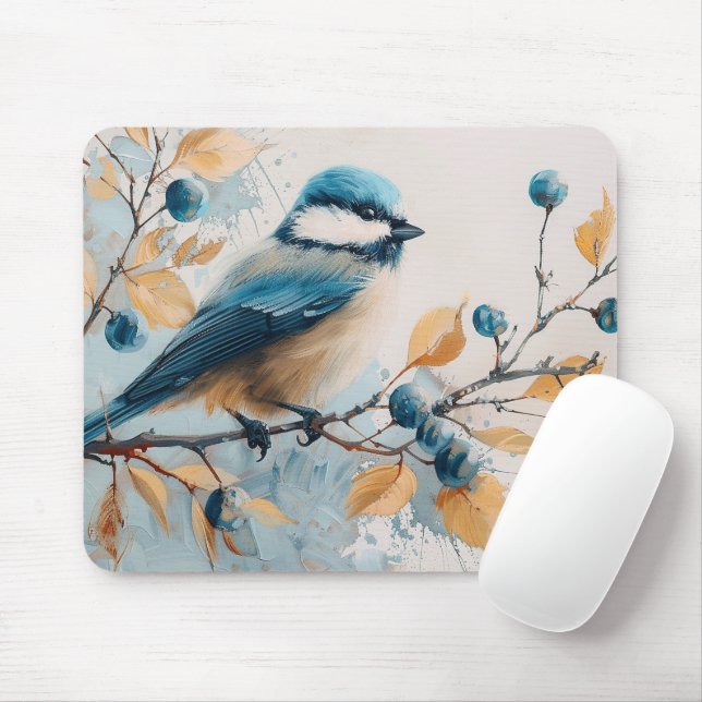 Blue Jay Watercolor Art Mouse Pad (With Mouse)