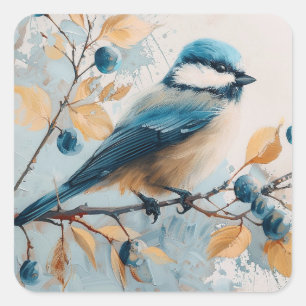 Blue Jay Watercolor Art Square Sticker