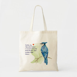 Blue jay watercolor painting tote bag