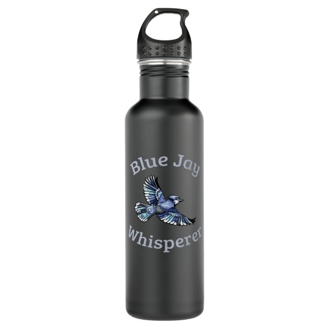 Blue Jay Whisperer Stainless Steel Water Bottle (Front)