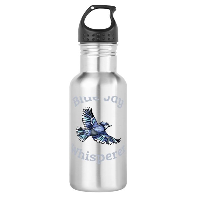 Blue Jay Whisperer Stainless Steel Water Bottle (Front)
