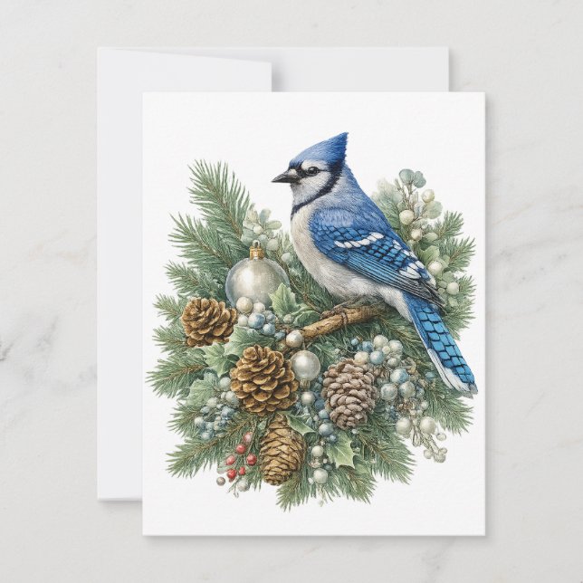 Blue Jay Winter Songbirds Collection  Note Card (Front)