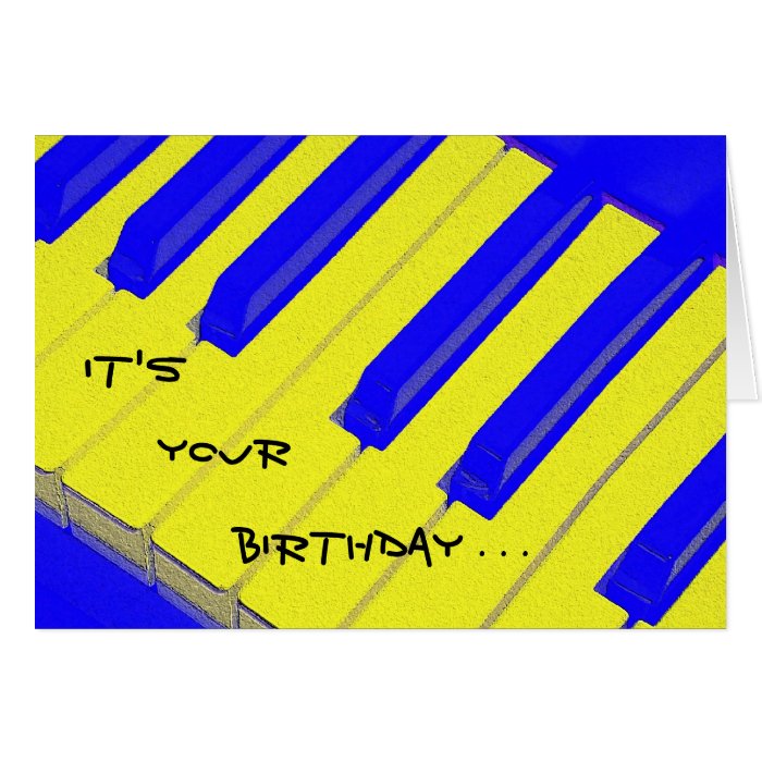 Blue Jazzy Keyboard Birthday Card