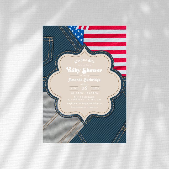 Blue Jean Baby Americana Baby Shower Invitation (Blue Jean Baby Americana Baby Shower Invitation)