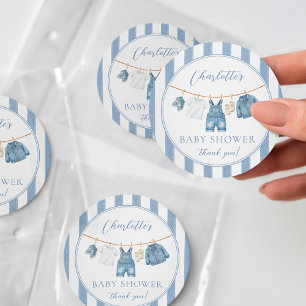 Blue Jean Baby Baby Shower  Classic Round Sticker