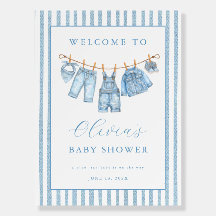 Blue Jean Baby Baby Shower Clothesline Denim