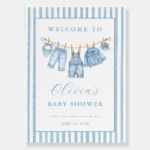 Blue Jean Baby Baby Shower Clothesline Denim Foam Board