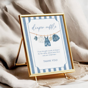 Blue Jean Baby Baby Shower Diaper Raffle Sign