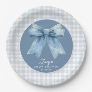 Blue Jean Baby Boy Baby Shower Gingham  Paper Plat Plates