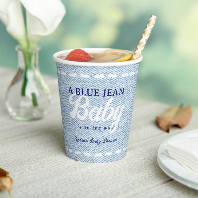 Blue Jean Baby Boy Baby Shower Paper Cups (Insitu)
