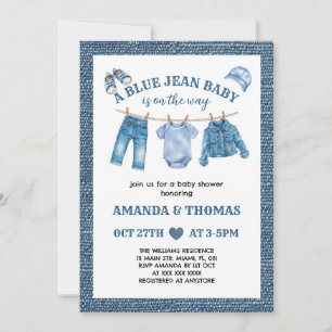 Blue Jean Baby Boy Shower Invitation