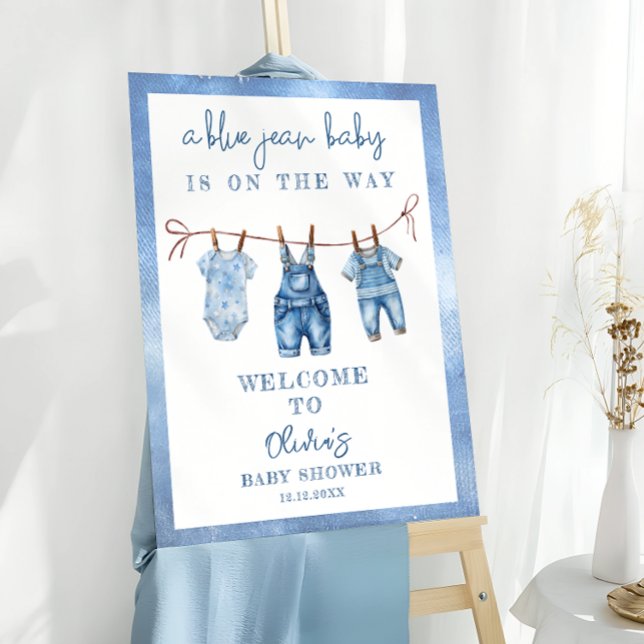 Blue Jean Baby Denim Baby Boy Shower Welcome Foam Board (Creator Uploaded)