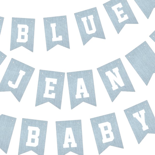 Blue Jean Baby Denim Baby Shower Bunting Flags (blue jean baby boy's baby shower denim)