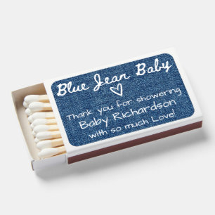 Blue Jean Baby Denim Baby Shower Custom Favors Matchboxes