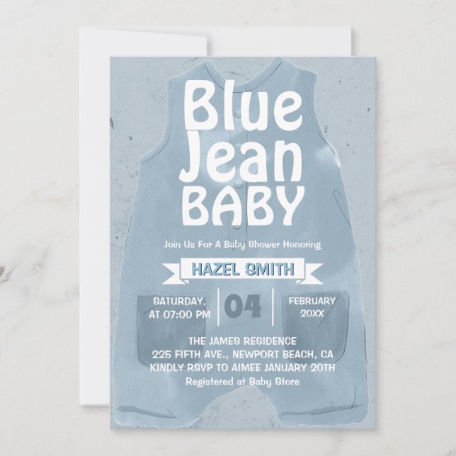 Blue Jean Baby Denim Baby Shower Invitation (Front)