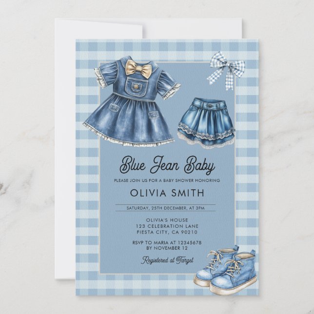 Blue Jean Baby Denim Baby Shower Invitation (Front)